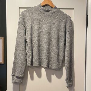 Elegant Gray Women's Mock Turtleneck Sweater